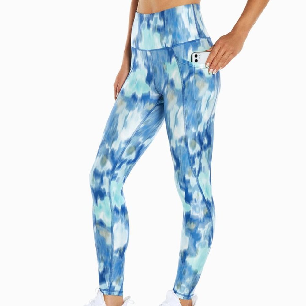 Marika | Surf Blue Abstract Terry Pocket Legging  NWT